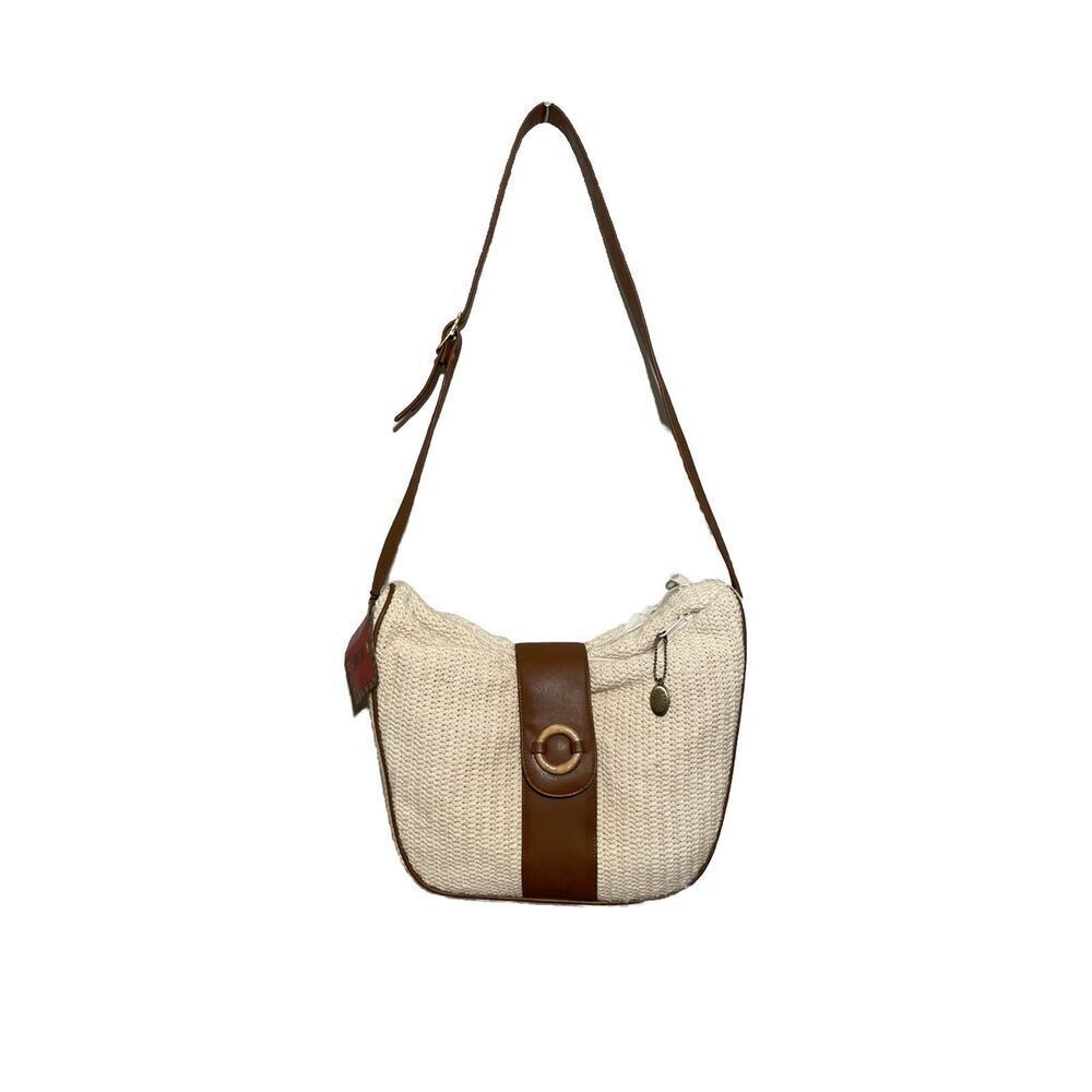 Saddle River Crochet Handbag Shoulder Purse Natural‎ Neutral Brown Bohemian NEW